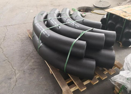 8 "SCH80 Tabung Boiler Baja Siku / Ss 90 Derajat Siku BW B16.9 Lukisan Hitam